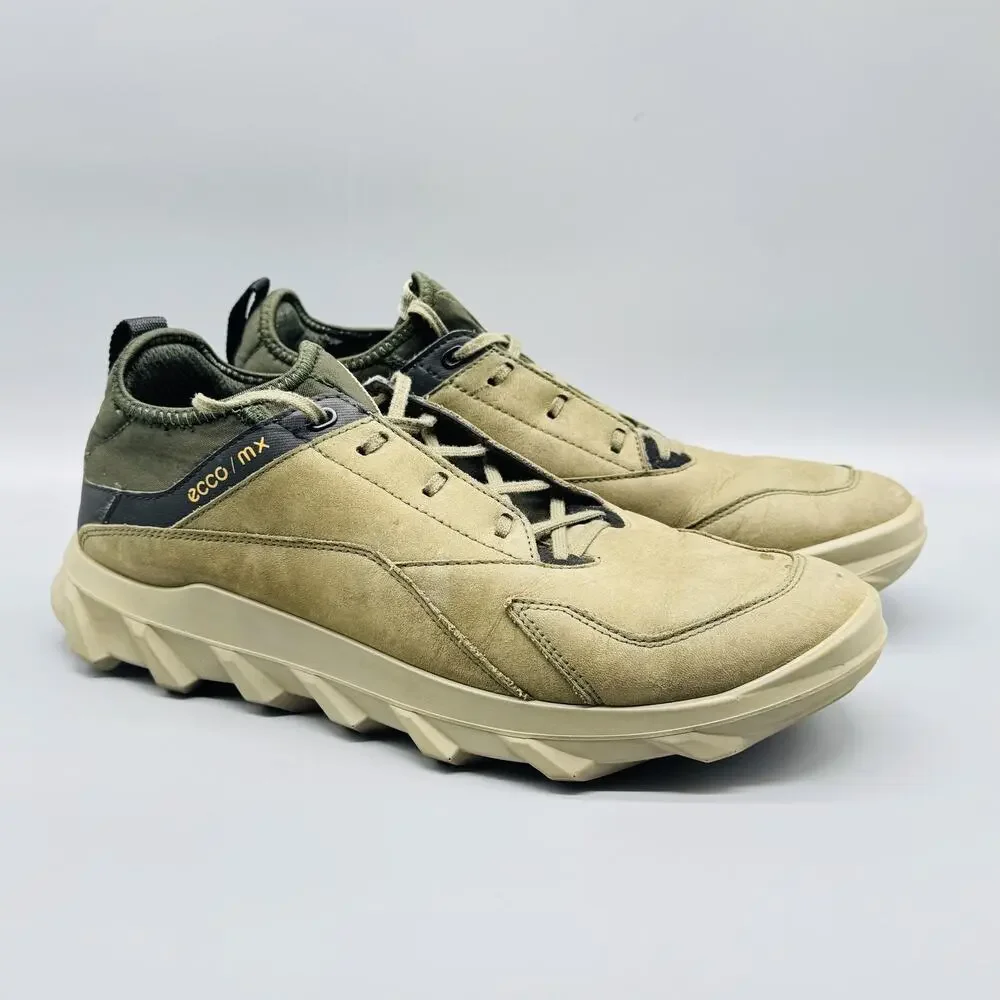 Ecco Shoes Mens 8.5 Olive Green Leather MX Trail Hiking Sneakers Chunky Outdoor